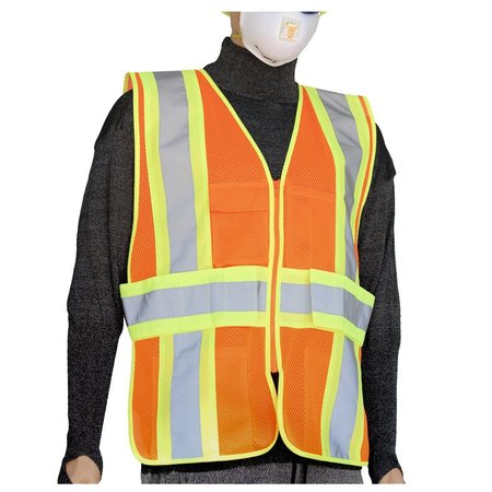 GLOWSHIELD Class 2, Hi-Viz Orange Mesh Safety Vest, Size: XL SV722FO (XL)
